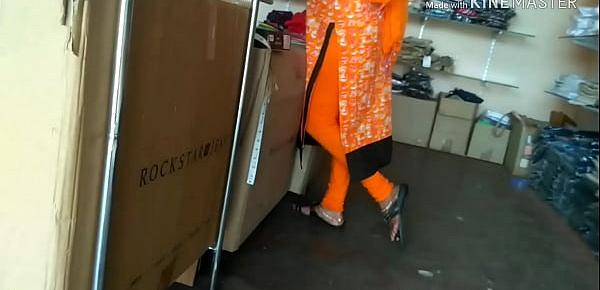  Aunty showing ass in shop